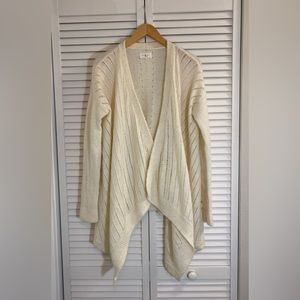 Lou & Grey Hankerchief Eyelet Knit Open Cardigan Size M